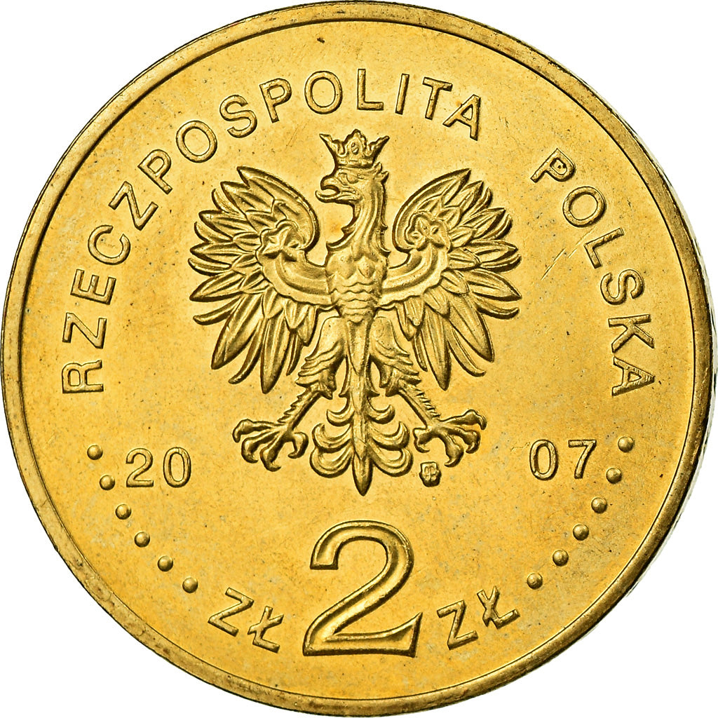 Coin, Poland, 2 Zlote, 2007, Warsaw, MS(60-62), Brass, KM:610
