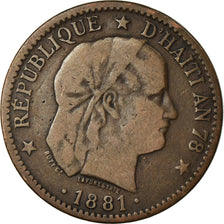 Coin, Haiti, 2 Centimes, 1881, VF(30-35), Bronze, KM:43