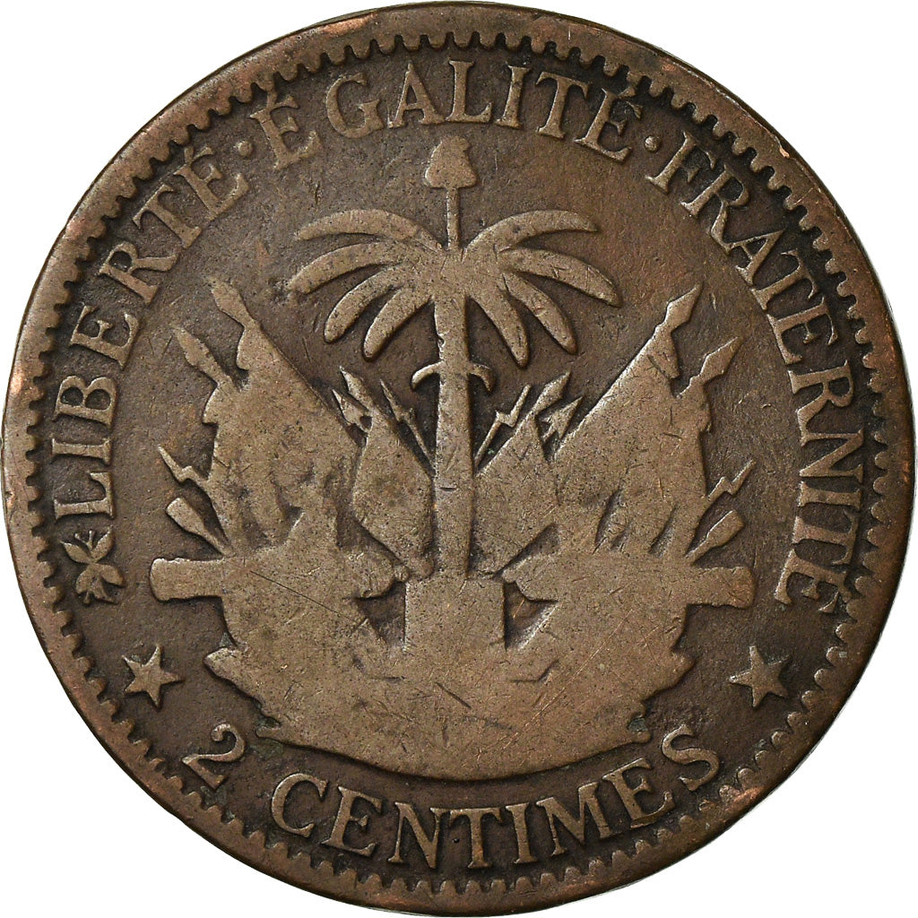 Coin, Haiti, 2 Centimes, 1881, VF(30-35), Bronze, KM:43