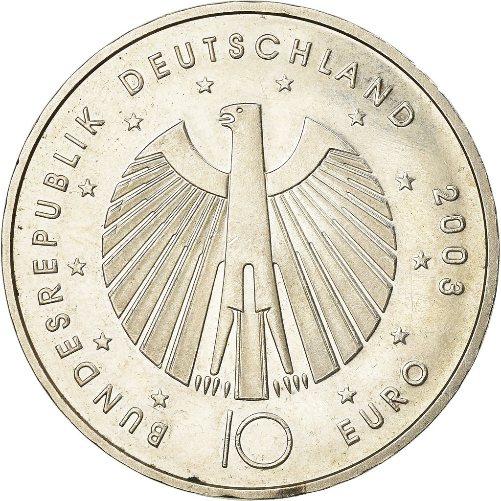 GERMANY - FEDERAL REPUBLIC, 10 Euro, 2003, MS(63), Silver, KM:223