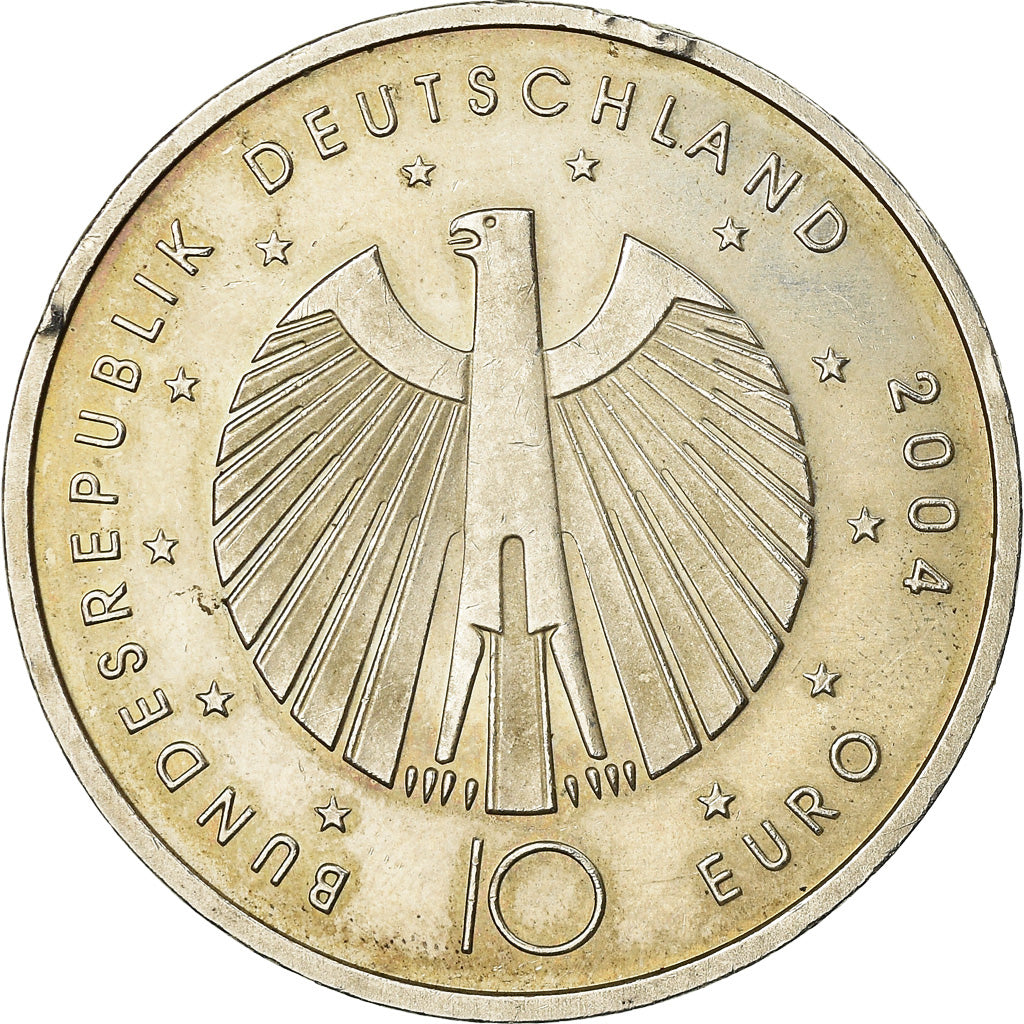 GERMANY - FEDERAL REPUBLIC, 10 Euro, 2004, AU(50-53), Silver, KM:229