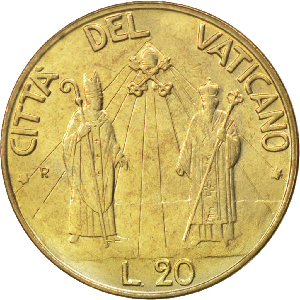 Coin, VATICAN CITY, John Paul II, 20 Lire, 1990, MS(63), Aluminum-Bronze, KM:221