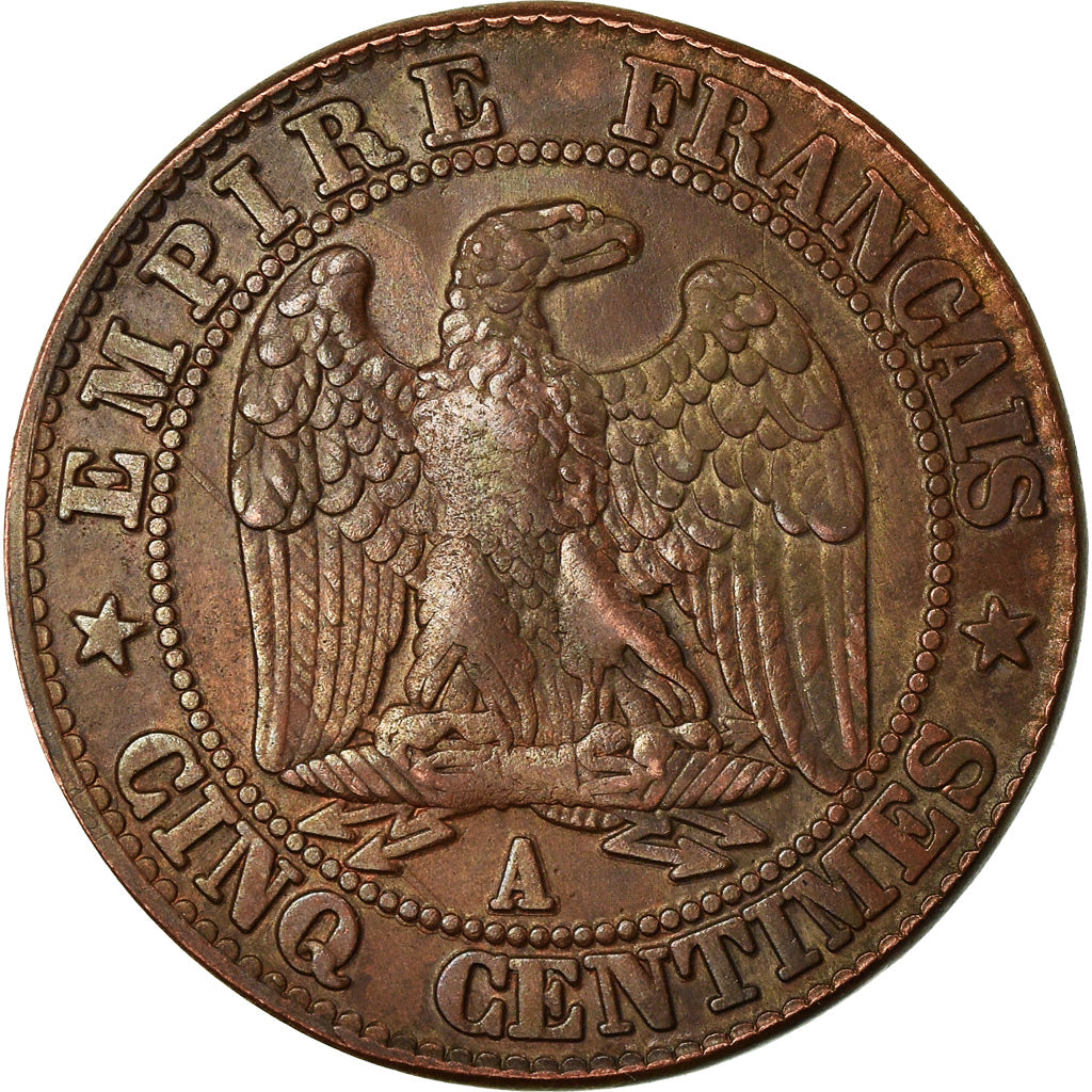 Moneda, Francia, Napoleon III, 5 Centimes, 1853, Paris, BC+