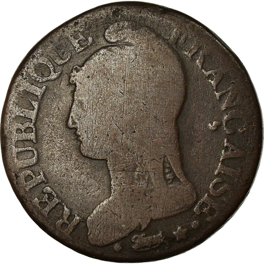 Moeda, França, Dupré, 5 Centimes, AN 8, Lille, VF(20-25), Bronze, KM:640.11