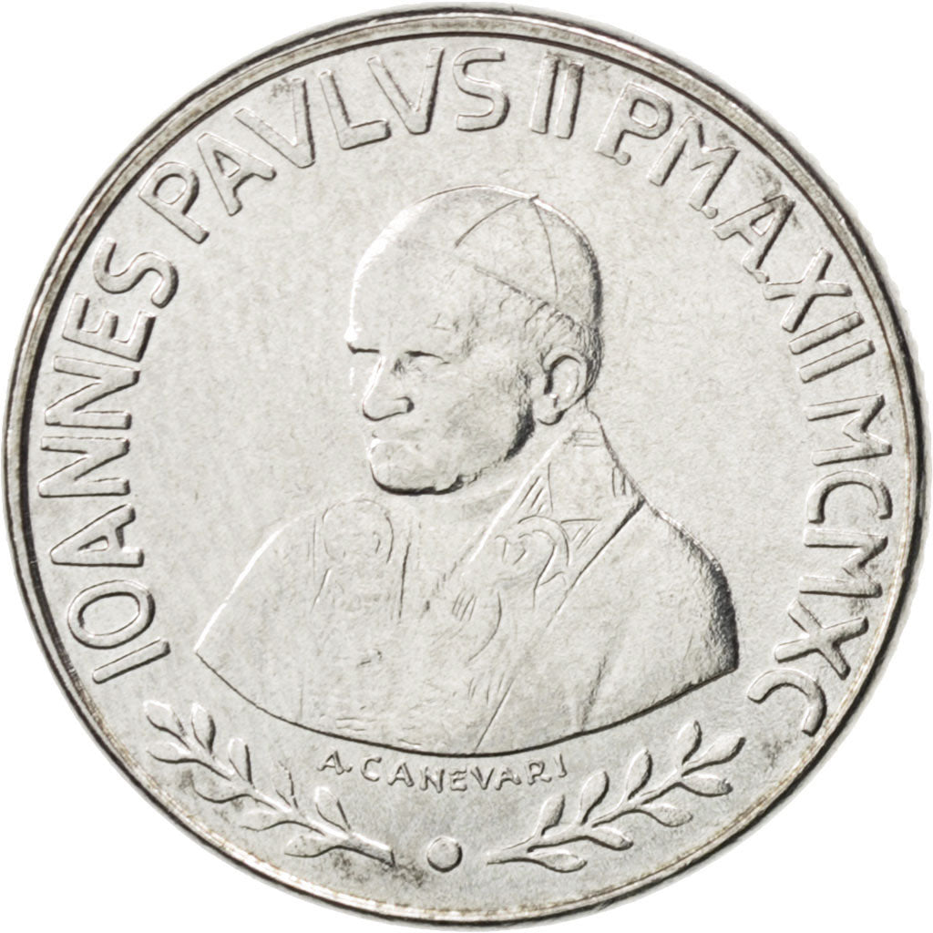 Monnaie, Cité du Vatican, John Paul II, 100 Lire, 1990, SPL, Stainless Steel