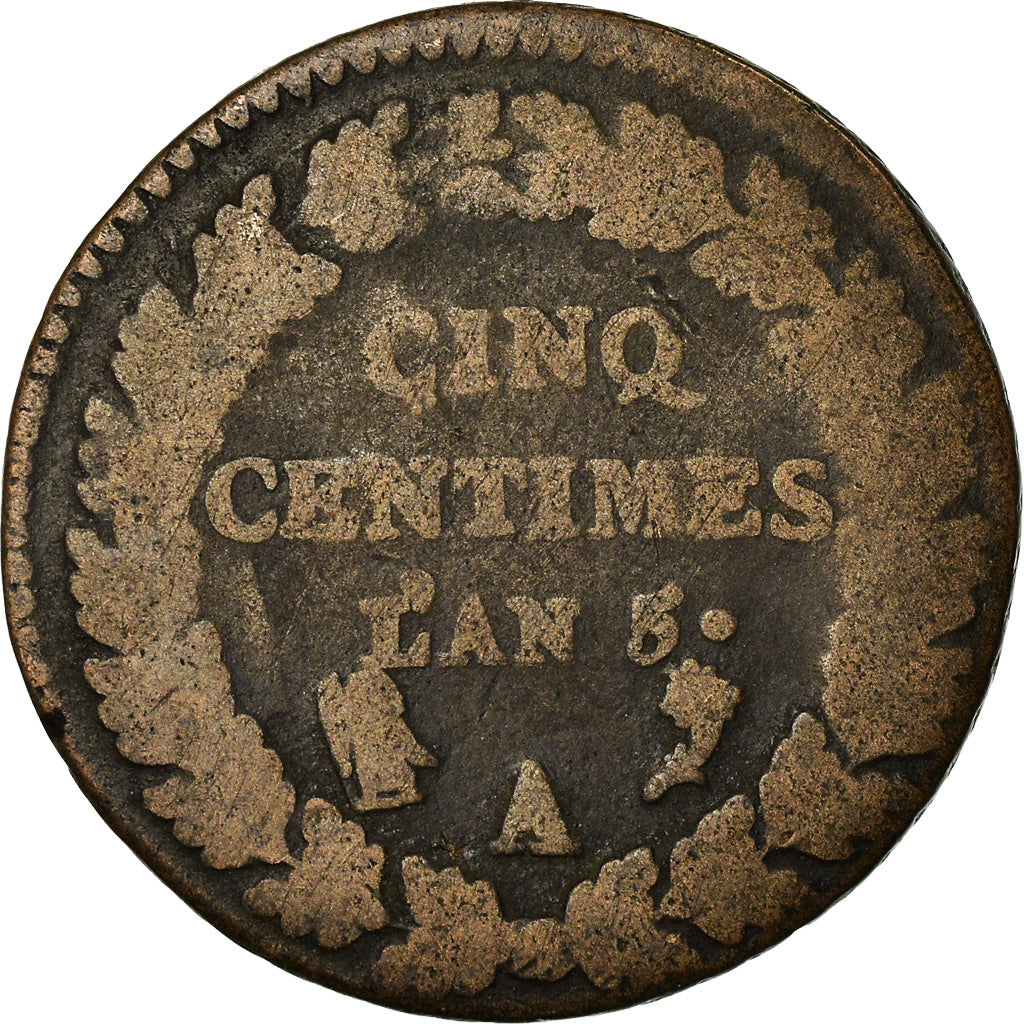 Munten, Frankrijk, Dupré, 5 Centimes, AN 5, Paris, FR, Bronze, KM:640.1