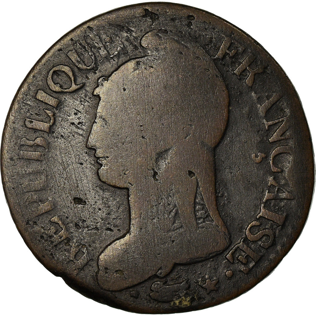 Munten, Frankrijk, Dupré, 5 Centimes, AN 7, Strasbourg, FR, Bronze, KM:640.4