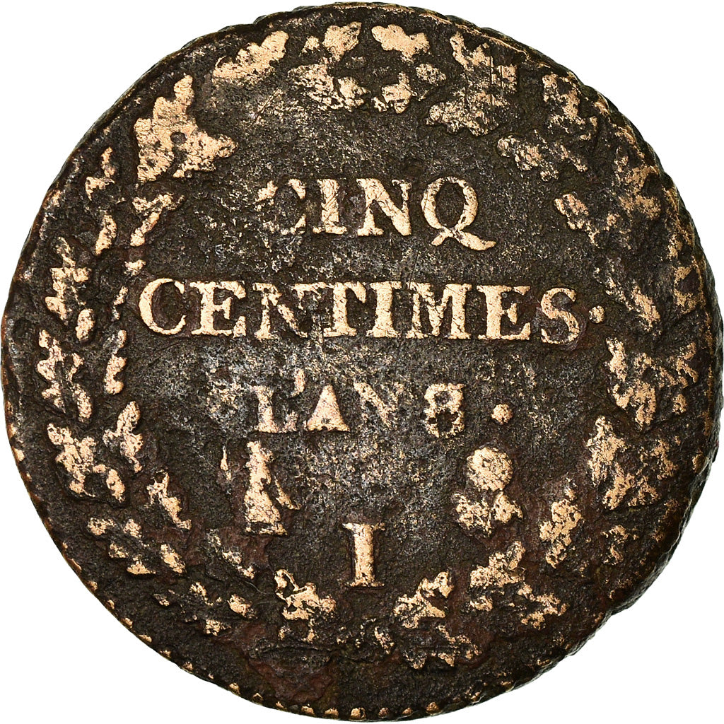 Münze, Frankreich, Dupré, 5 Centimes, AN 8, Limoges, S, Bronze, KM:640.7