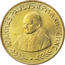Coin, VATICAN CITY, John Paul II, 200 Lire, 1990, MS(63), Aluminum-Bronze