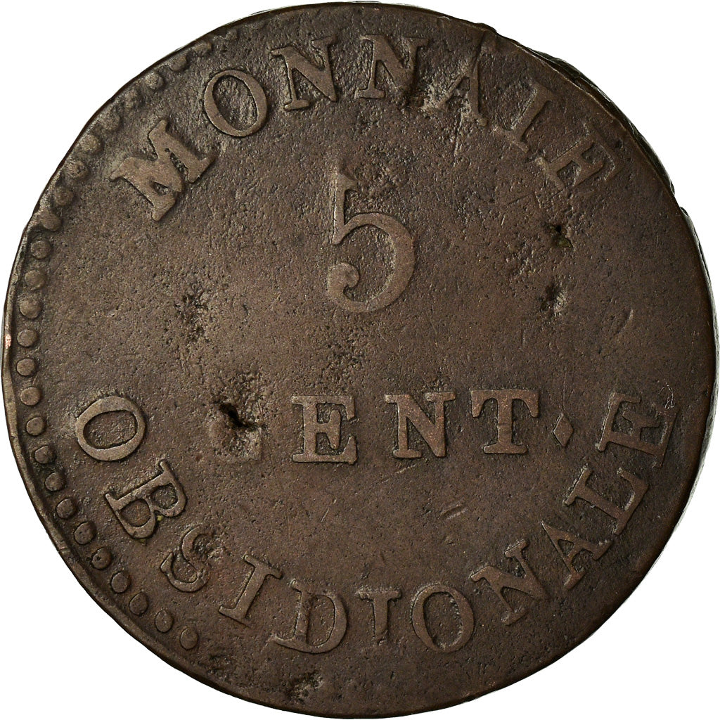Coin, FRENCH STATES, ANTWERP, 5 Centimes, 1814, F(12-15), Bronze, KM:4.1