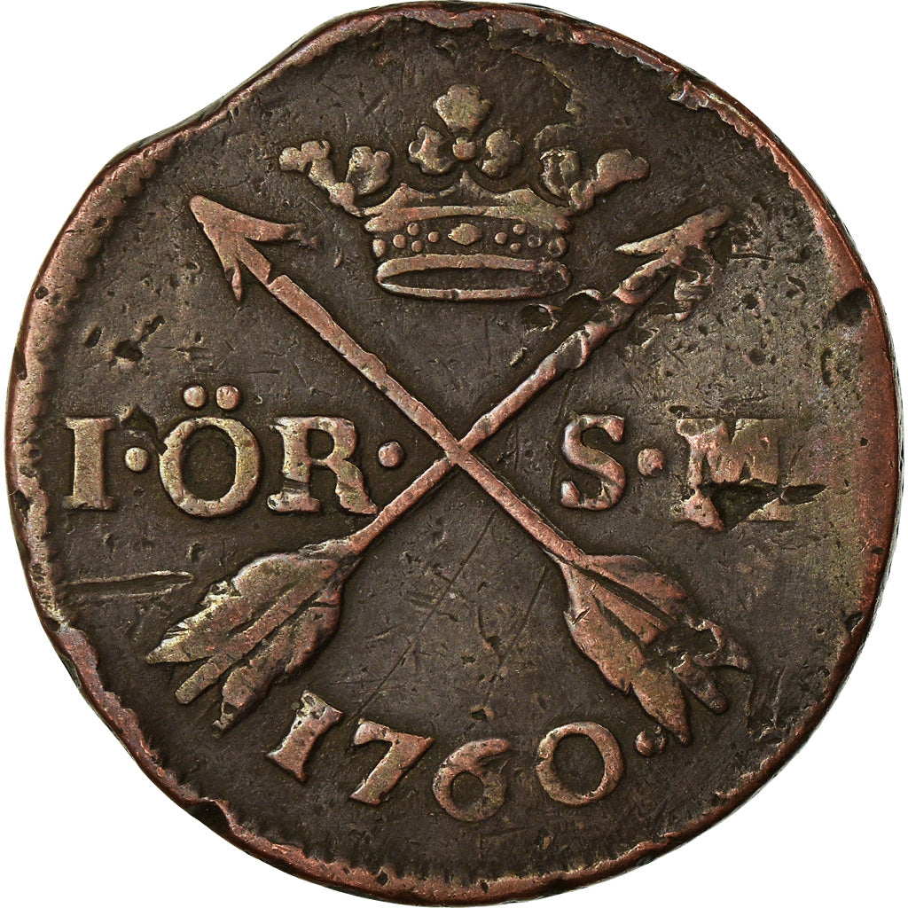 Coin, Sweden, Adolf Frederick, Ore, S.M., 1760, VF(30-35), Copper, KM:460