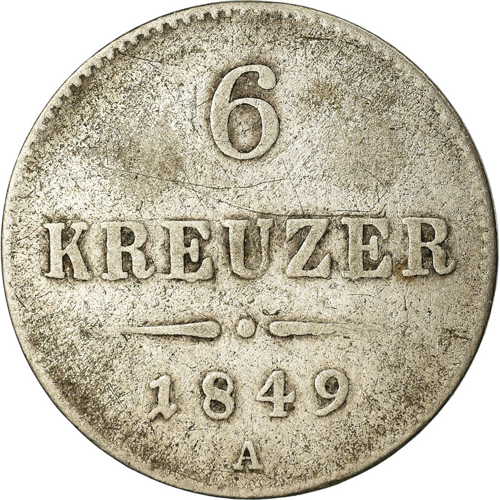 Coin, Austria, Franz Joseph I, 6 Kreuzer, 1849, VF(30-35), Silver, KM:2200