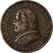 Coin, ITALIAN STATES, PAPAL STATES, Pius IX, Soldo,1867, Roma,EF(40-45),KM 55
