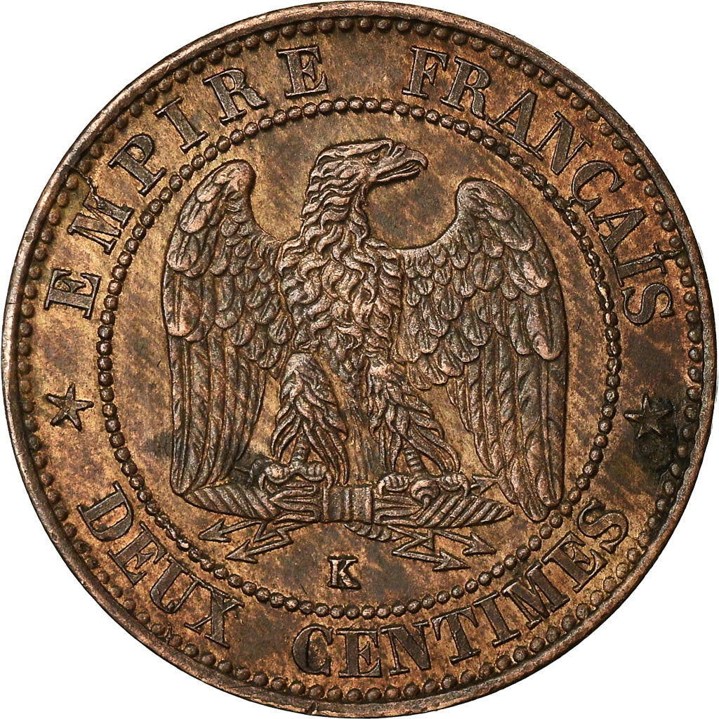 Moneda, Francia, Napoleon III, 2 Centimes, 1862, Bordeaux, MBC+
