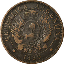 Coin, Argentina, 2 Centavos, 1889, EF(40-45), Bronze, KM:33