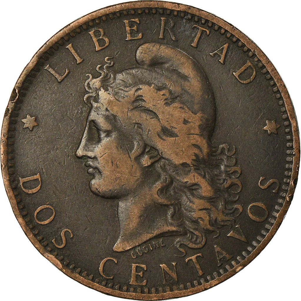 Coin, Argentina, 2 Centavos, 1889, EF(40-45), Bronze, KM:33