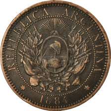 Coin, Argentina, 2 Centavos, 1884, EF(40-45), Bronze, KM:33