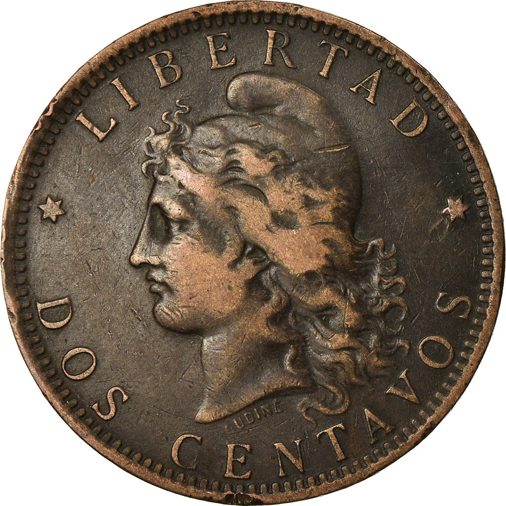Coin, Argentina, 2 Centavos, 1884, EF(40-45), Bronze, KM:33