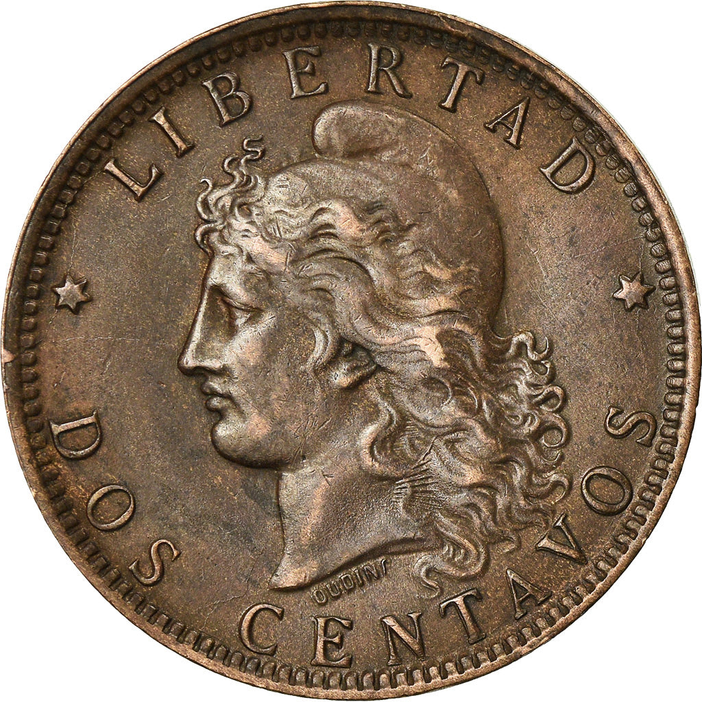 Coin, Argentina, 2 Centavos, 1892, AU(50-53), Bronze, KM:33