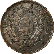 Coin, Argentina, 2 Centavos, 1890, AU(50-53), Bronze, KM:33