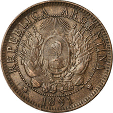 Coin, Argentina, 2 Centavos, 1891, AU(50-53), Bronze, KM:33