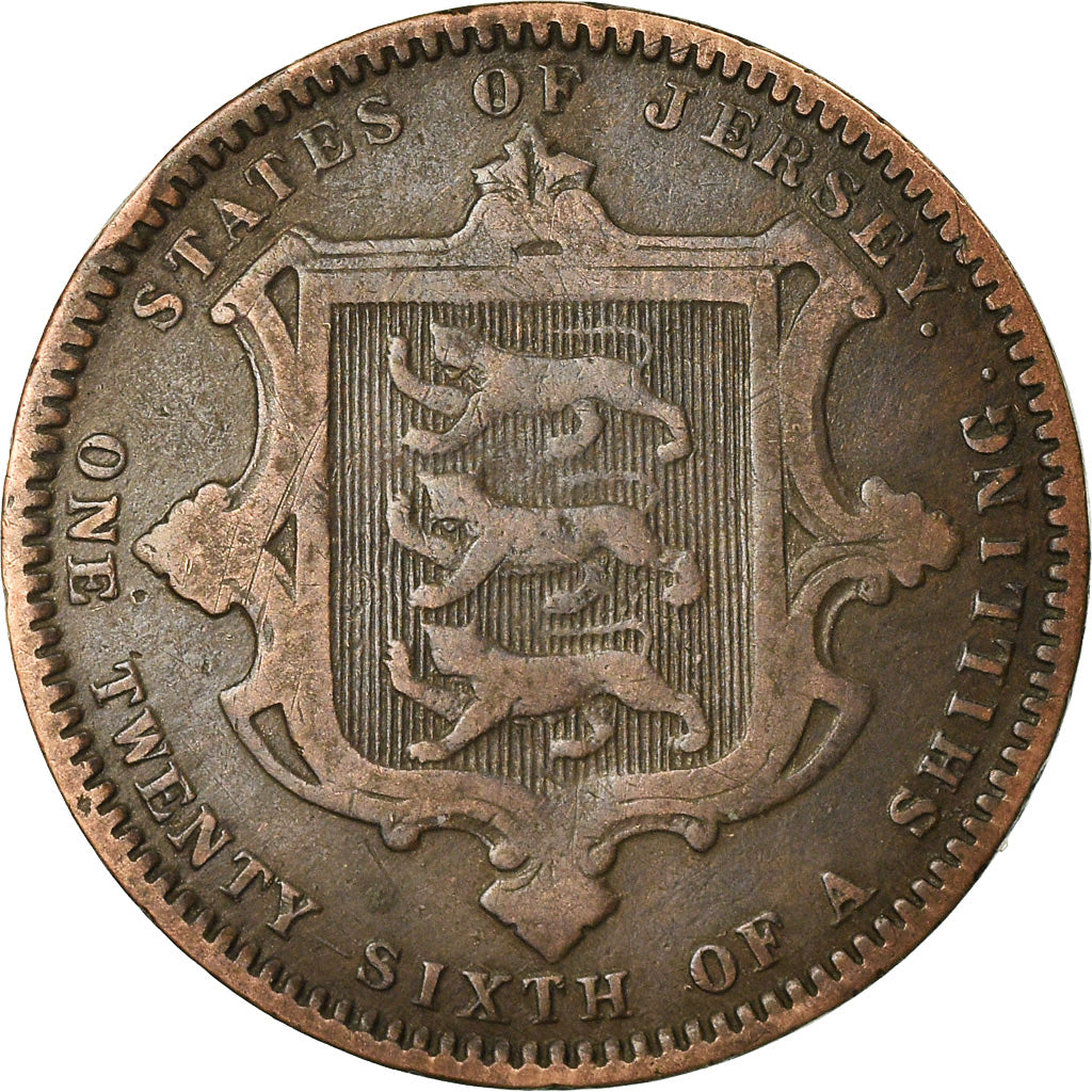 Moeda, Jersey, Victoria, 1/26 Shilling, 1871, VF(20-25), Bronze, KM:4