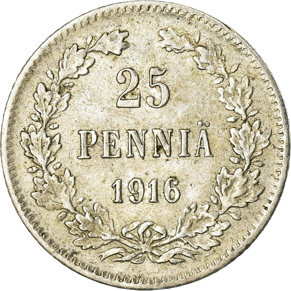 Coin, Finland, Nicholas II, 25 Penniä, 1916, EF(40-45), Silver, KM:6.2