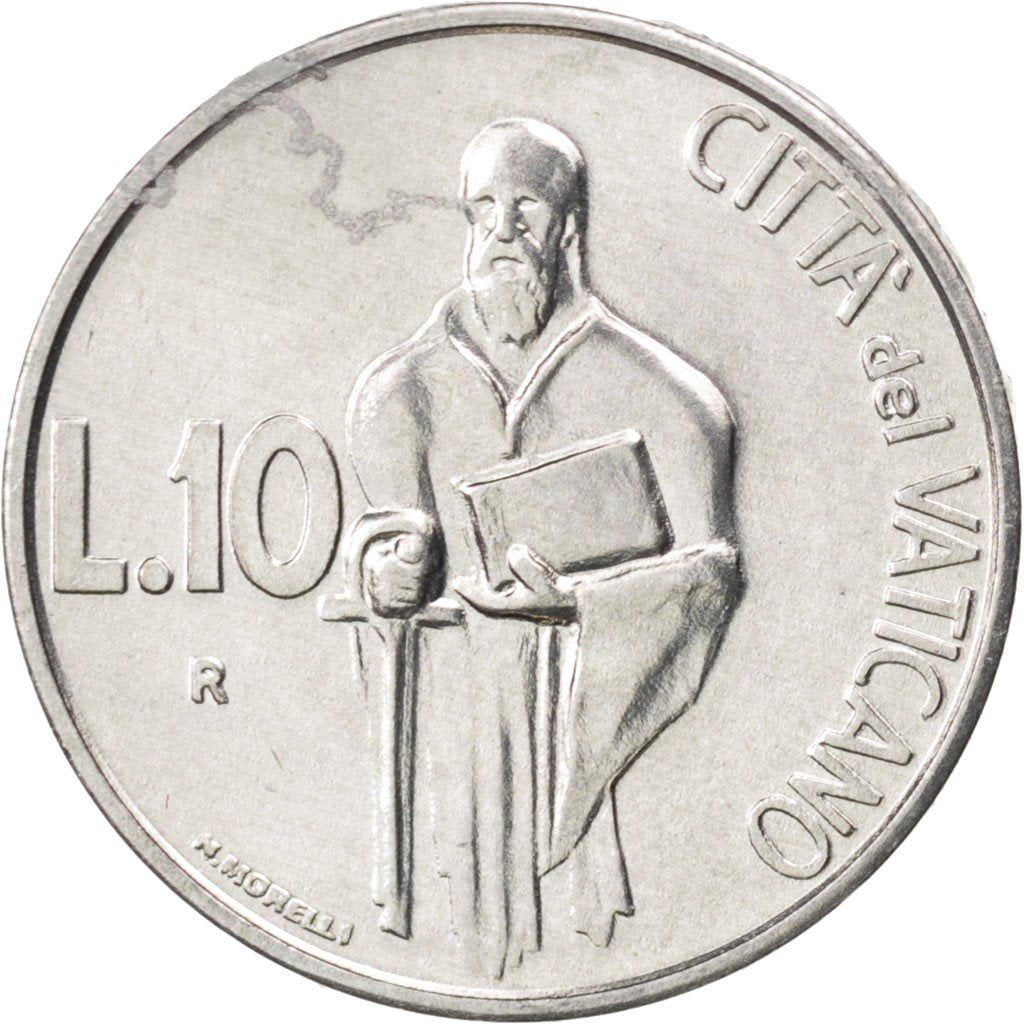 VATICAN CITY, 10 Lire, 1991, KM #228, MS(63), Aluminum, 23, 1.58