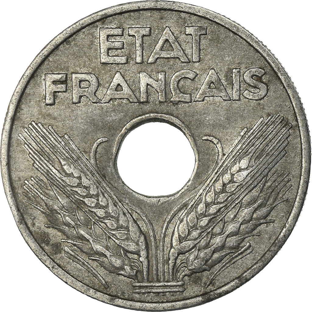 Moeda, França, État français, 20 Centimes, 1942, Paris, EF(40-45), Zinco