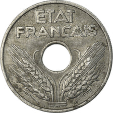 Moeda, França, État français, 20 Centimes, 1942, Paris, EF(40-45), Zinco