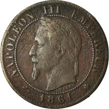 Coin, France, Napoleon III, Centime, 1861, Strasbourg, VF(20-25), KM 795.2