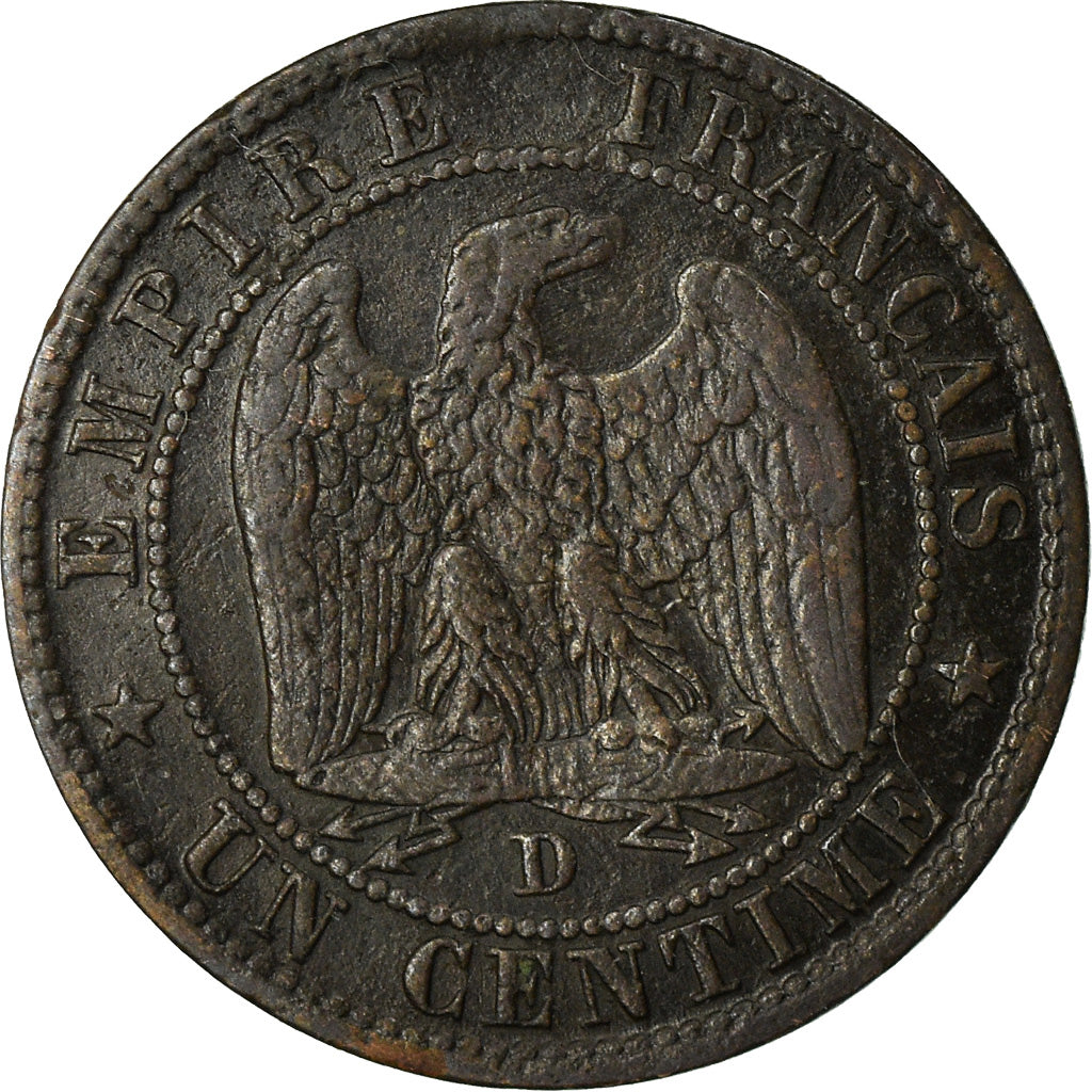 Coin, France, Napoleon III, Centime, 1855, Lyon, VF(30-35), KM 775.4