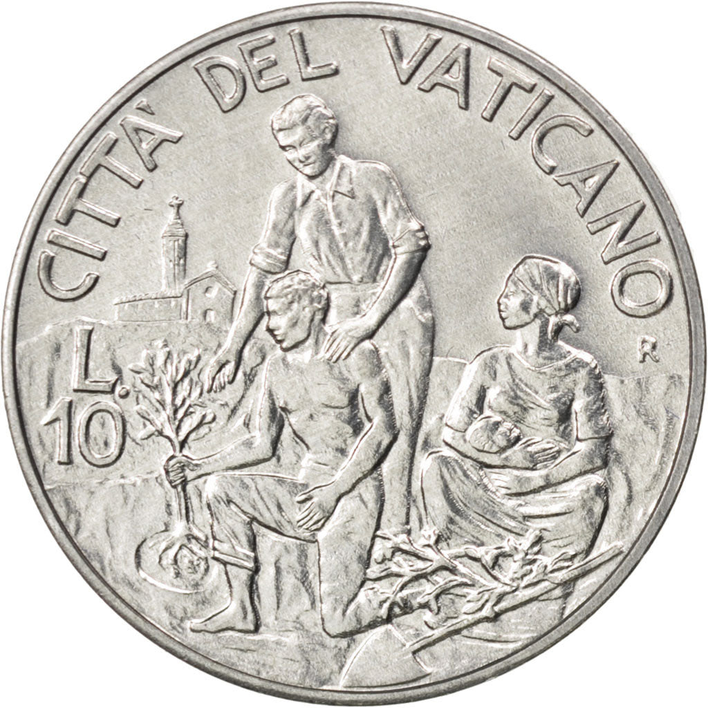 VATICAN CITY, 10 Lire, 1994, KM #252, MS(63), Aluminum, 23, 1.60