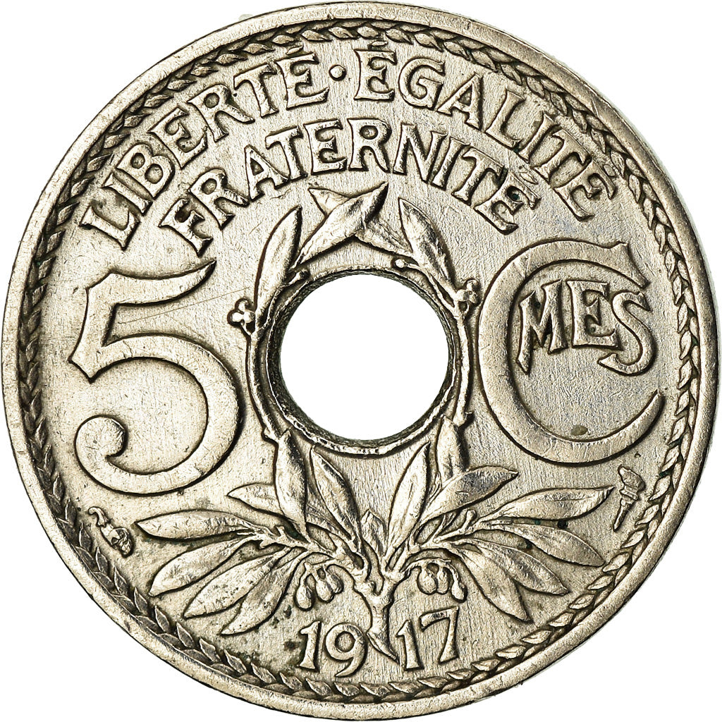 Coin, France, Lindauer, 5 Centimes, 1917, AU(50-53), Copper-nickel, KM:865