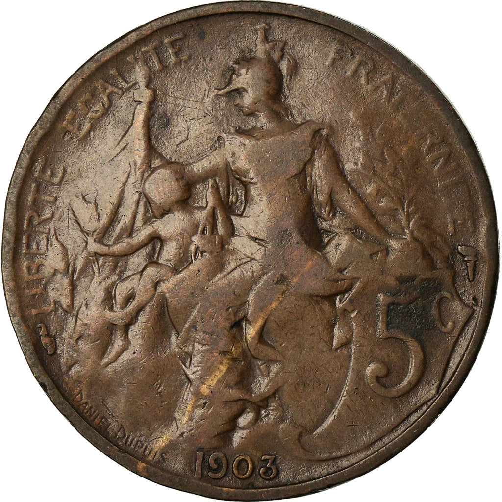 Monnaie, France, Dupuis, 5 Centimes, 1903, Paris, TB, Bronze, Gadoury:165
