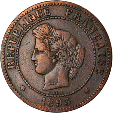 Moneta, Francia, Cérès, 5 Centimes, 1893, Paris, MB+, Bronzo, KM:821.1