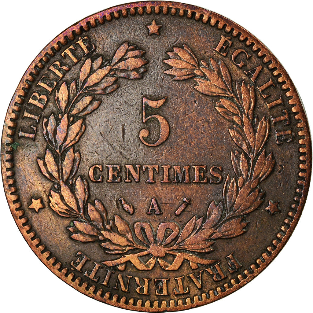 Moneta, Francia, Cérès, 5 Centimes, 1893, Paris, MB+, Bronzo, KM:821.1