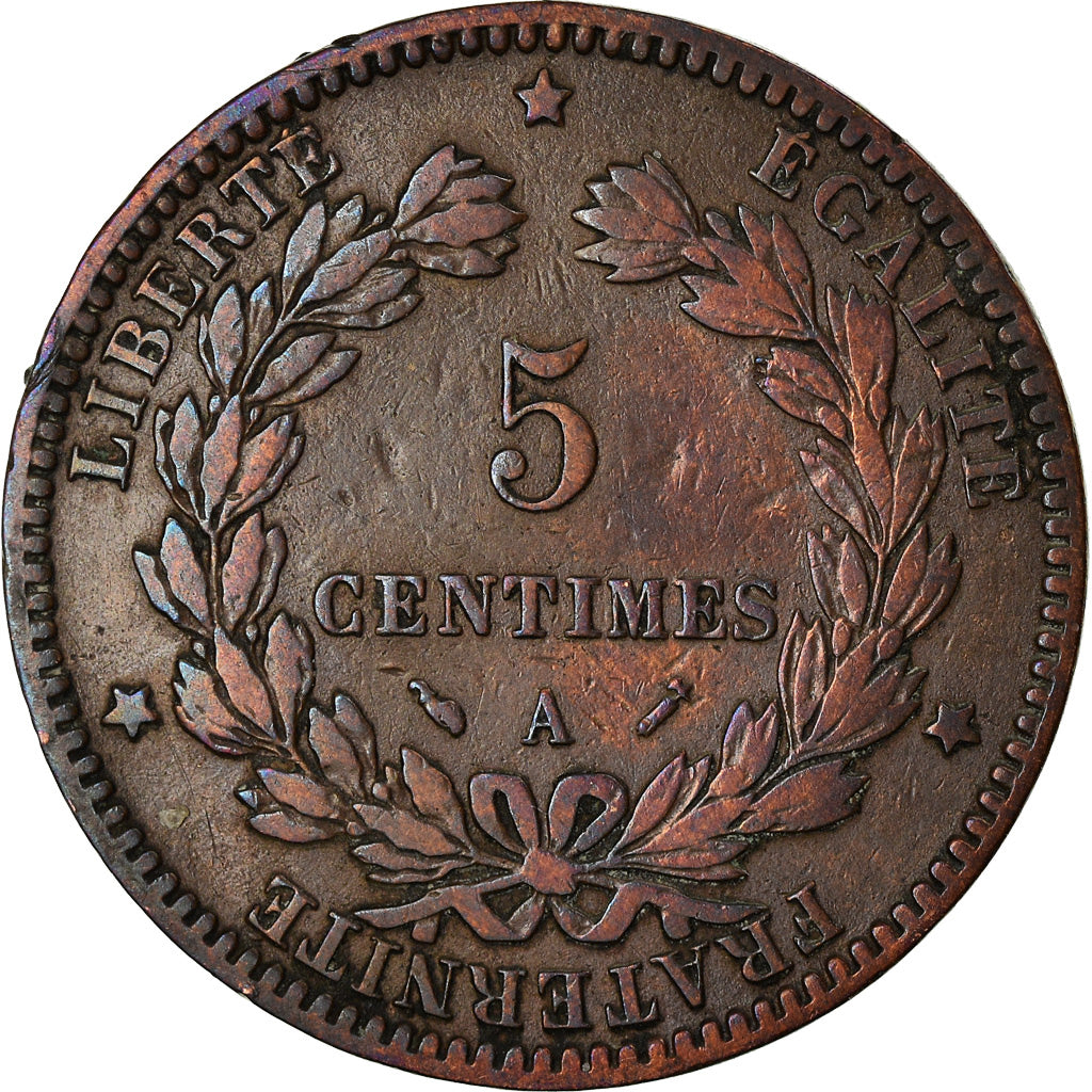 Moneta, Francia, Cérès, 5 Centimes, 1896, Paris, MB+, Bronzo, KM:821.1