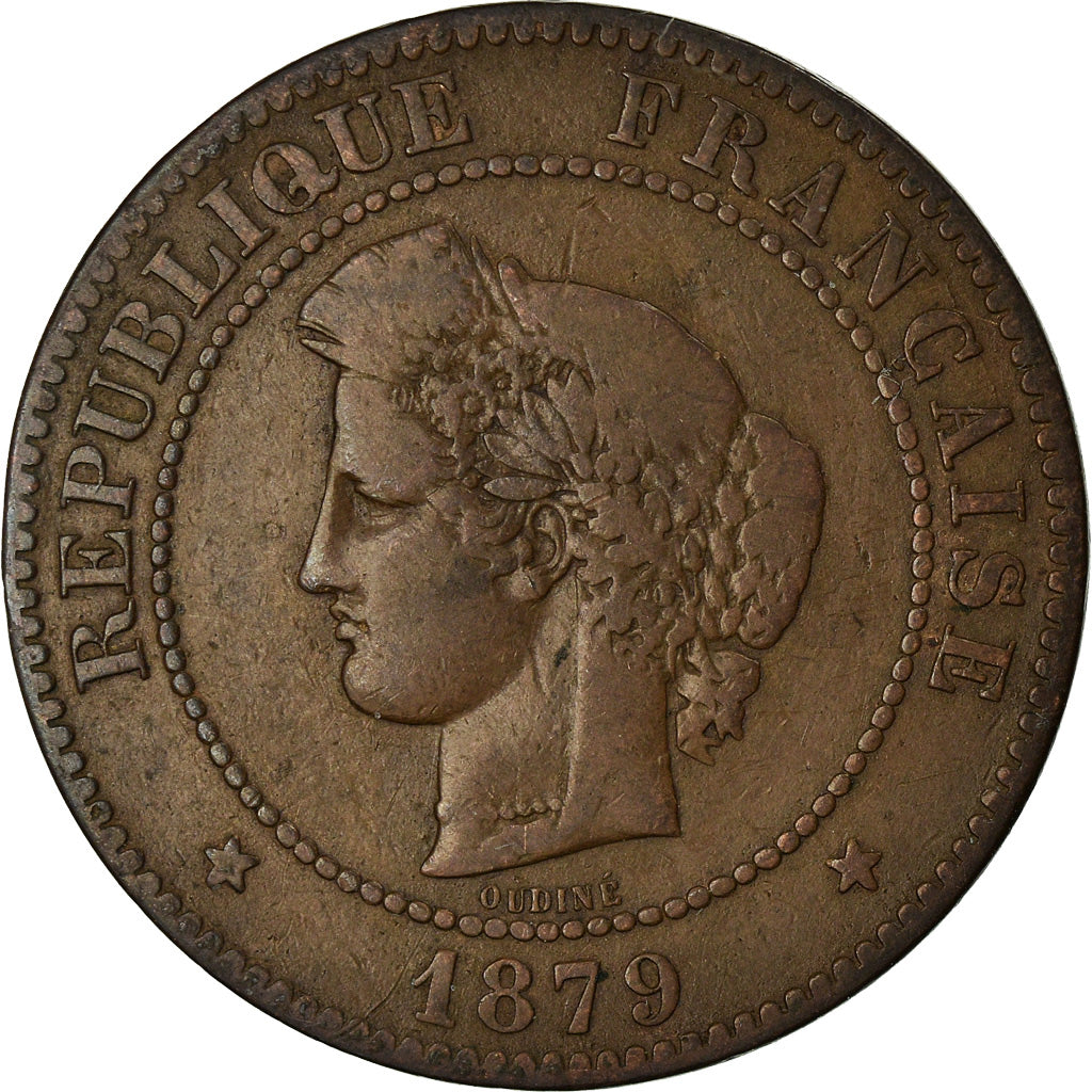Moneta, Francia, Cérès, 5 Centimes, 1879, Paris, MB+, Bronzo, KM:821.1