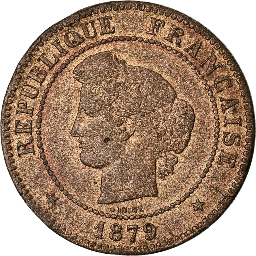 Moneta, Francia, Cérès, 5 Centimes, 1879, Paris, BB, Bronzo, KM:821.1