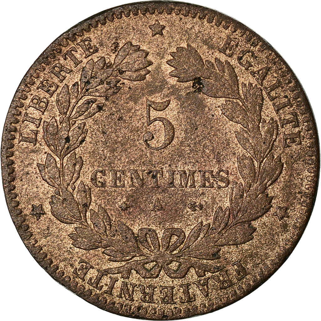 Moneta, Francia, Cérès, 5 Centimes, 1879, Paris, BB, Bronzo, KM:821.1