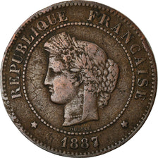 Moneta, Francia, Cérès, 5 Centimes, 1887, Paris, BB, Bronzo, KM:821.1