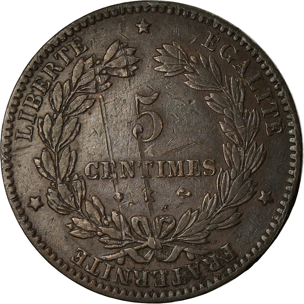 Coin, France, Cérès, 5 Centimes, 1873, Bordeaux, EF(40-45), Bronze, KM:821.2