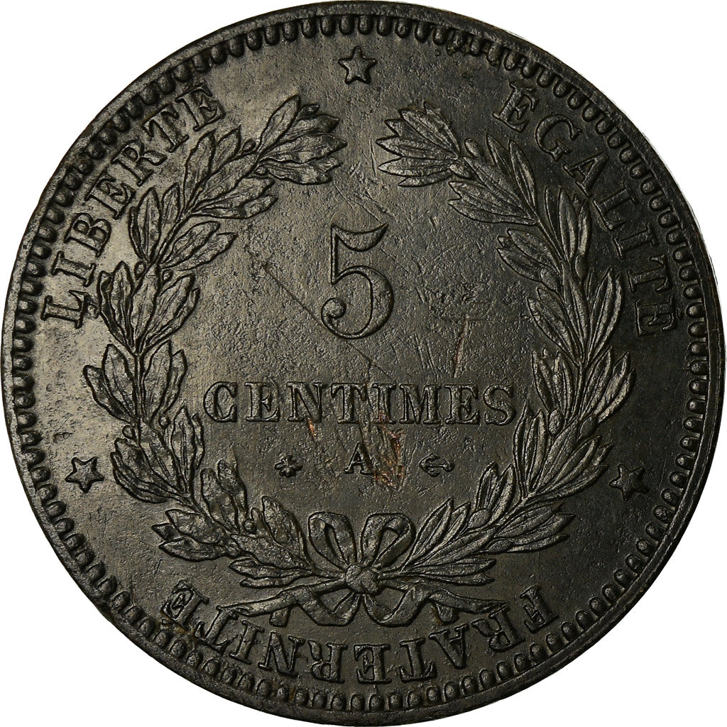 Monnaie, France, Cérès, 5 Centimes, 1872, Paris, TTB, Bronze, Gadoury:157a