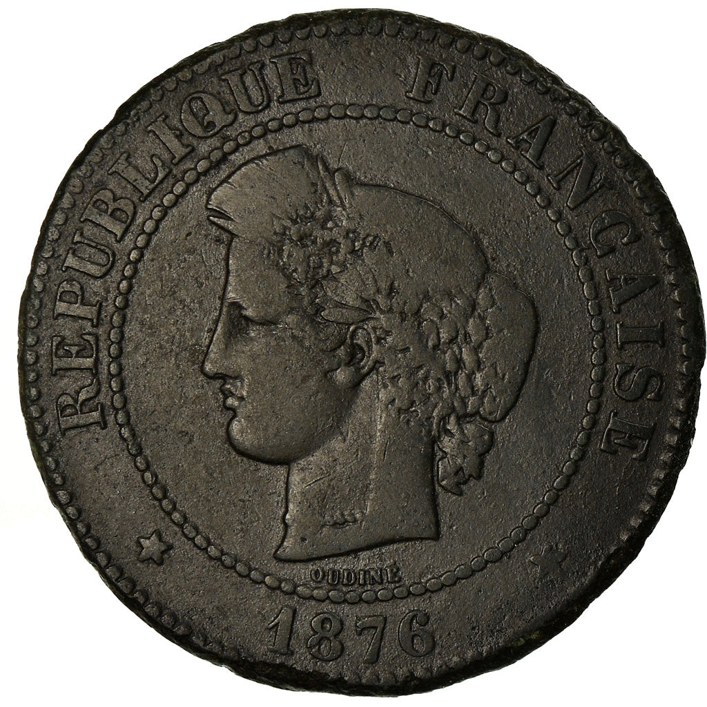 Moneta, Francja, Cérès, 5 Centimes, 1876, Bordeaux, F(12-15), Bronze
