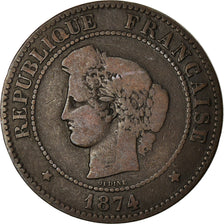 Coin, France, Cérès, 5 Centimes, 1874, Bordeaux, VF(20-25), Bronze, KM:821.2