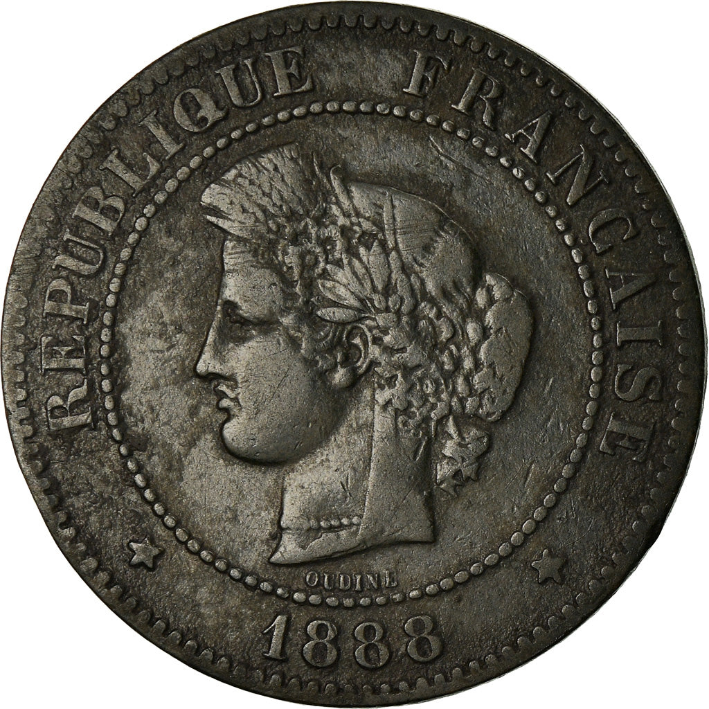 Monnaie, France, Cérès, 5 Centimes, 1888, Paris, TB+, Bronze, Gadoury:157a