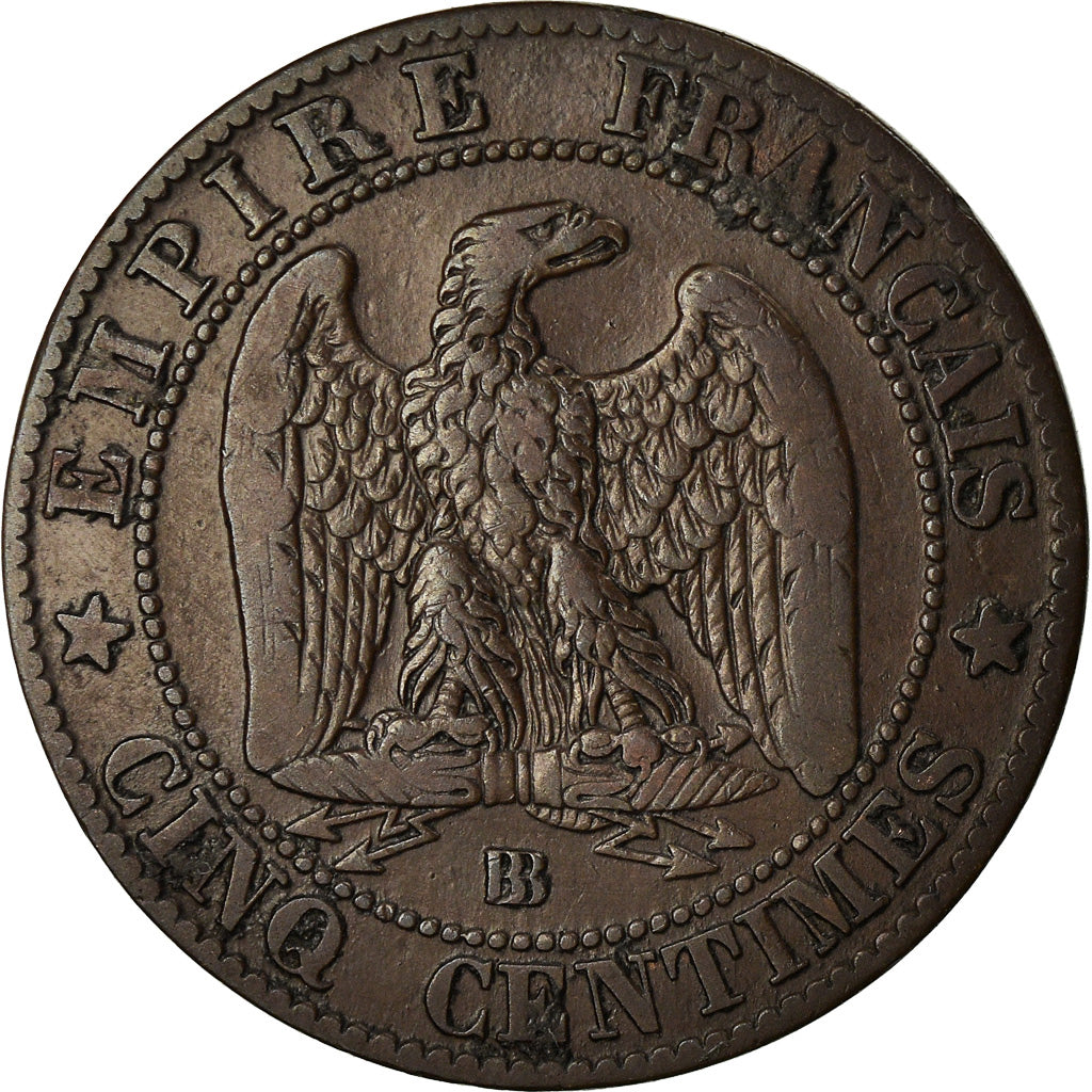 Monnaie, France, Napoleon III, 5 Centimes, 1861, Strasbourg, TB+, Gad 155
