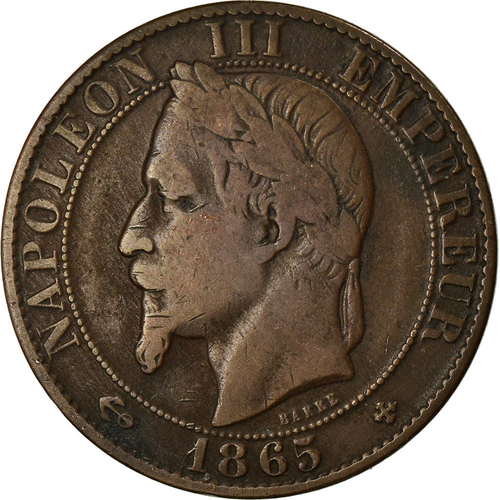 Moneta, Francia, Napoleon III, 5 Centimes, 1865, Strasbourg, MB+