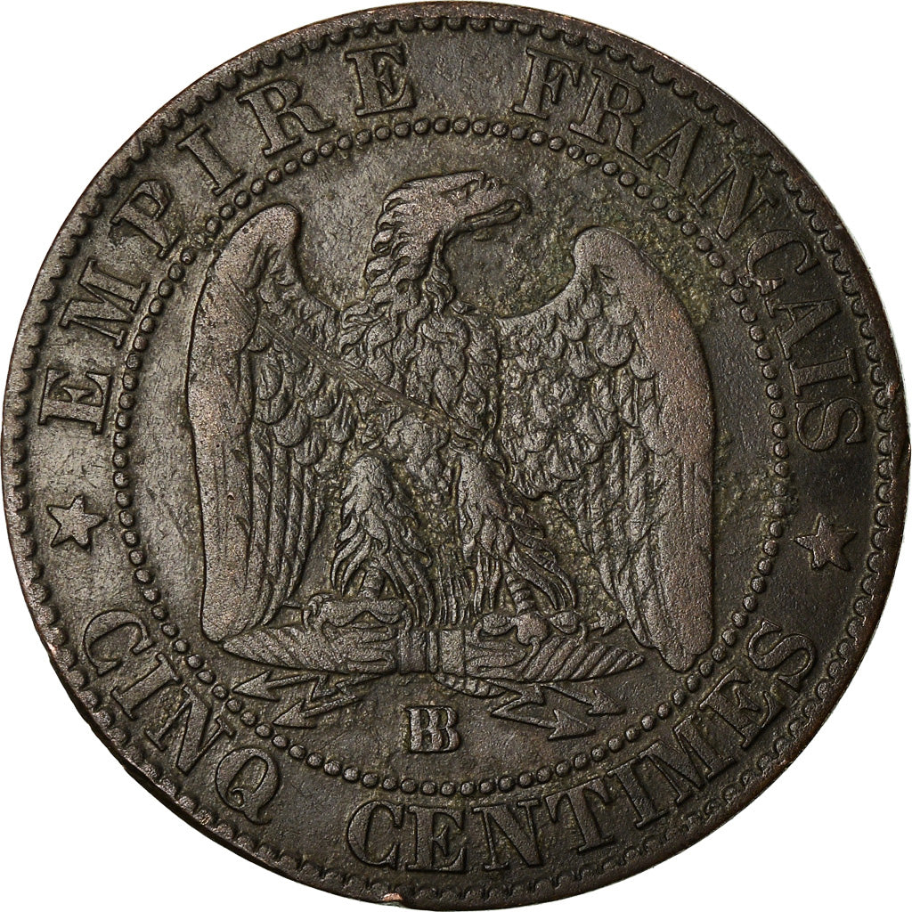 Münze, Frankreich, Napoleon III, 5 Centimes, 1857, Strasbourg, Rare, S+